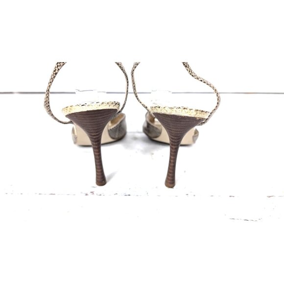 Guess snake print leather pointy high heel stiletto ankle strap pumps - Picture 6 of 7